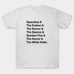 The Umbrella Academy Character Names version 2 - Black T-Shirt